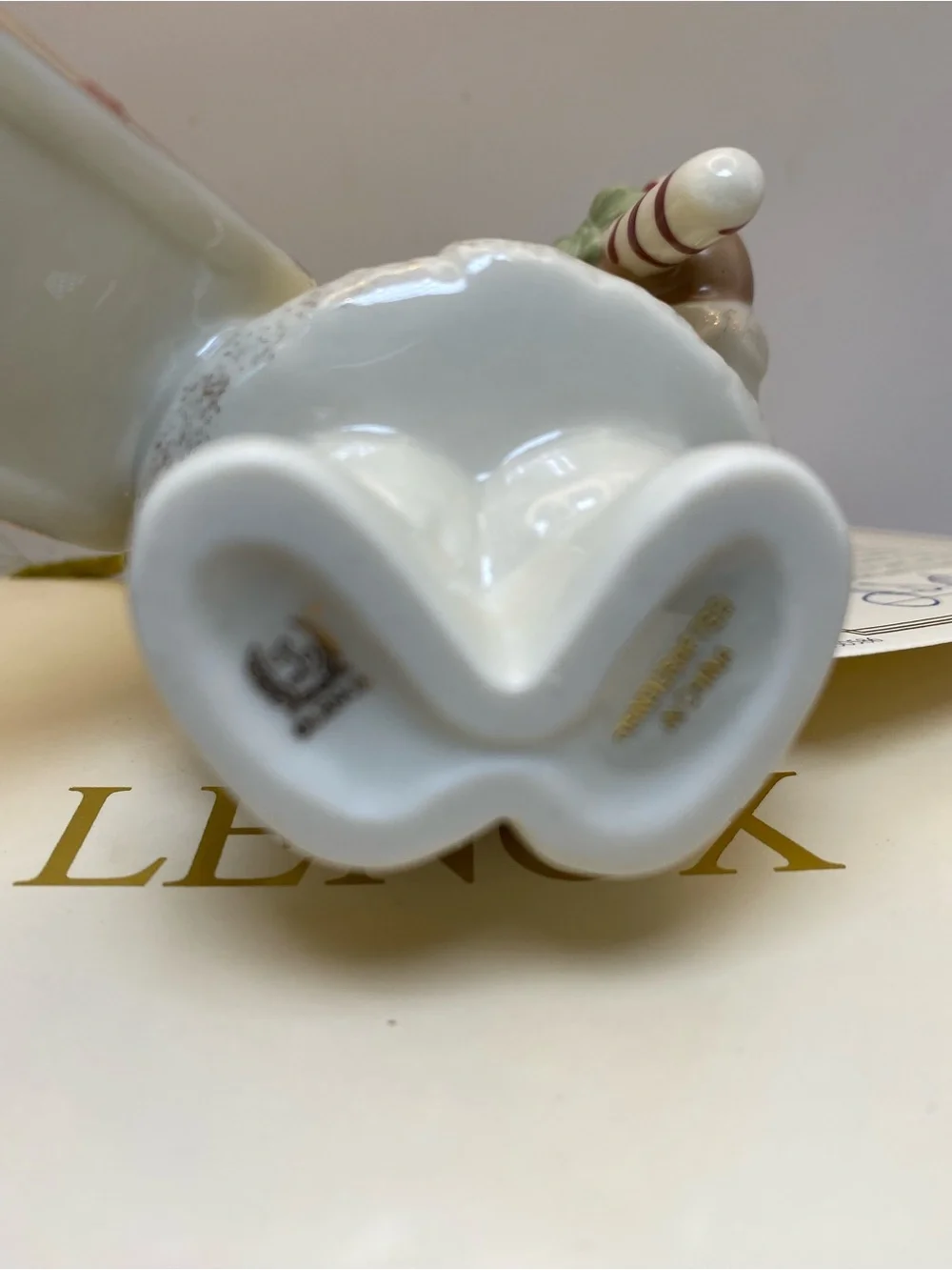 NEW Vintage Lenox 2006 White Santa Ornament with Candy Cane w box & COA